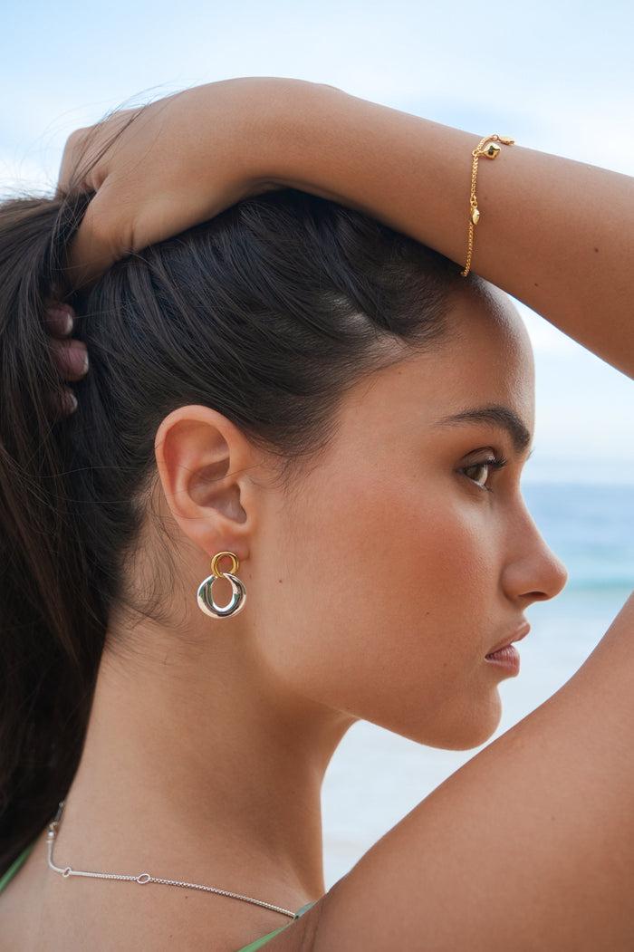 Estella Bartlett Gold And Silver Link Hoops Waterproof PVD Gold Plated