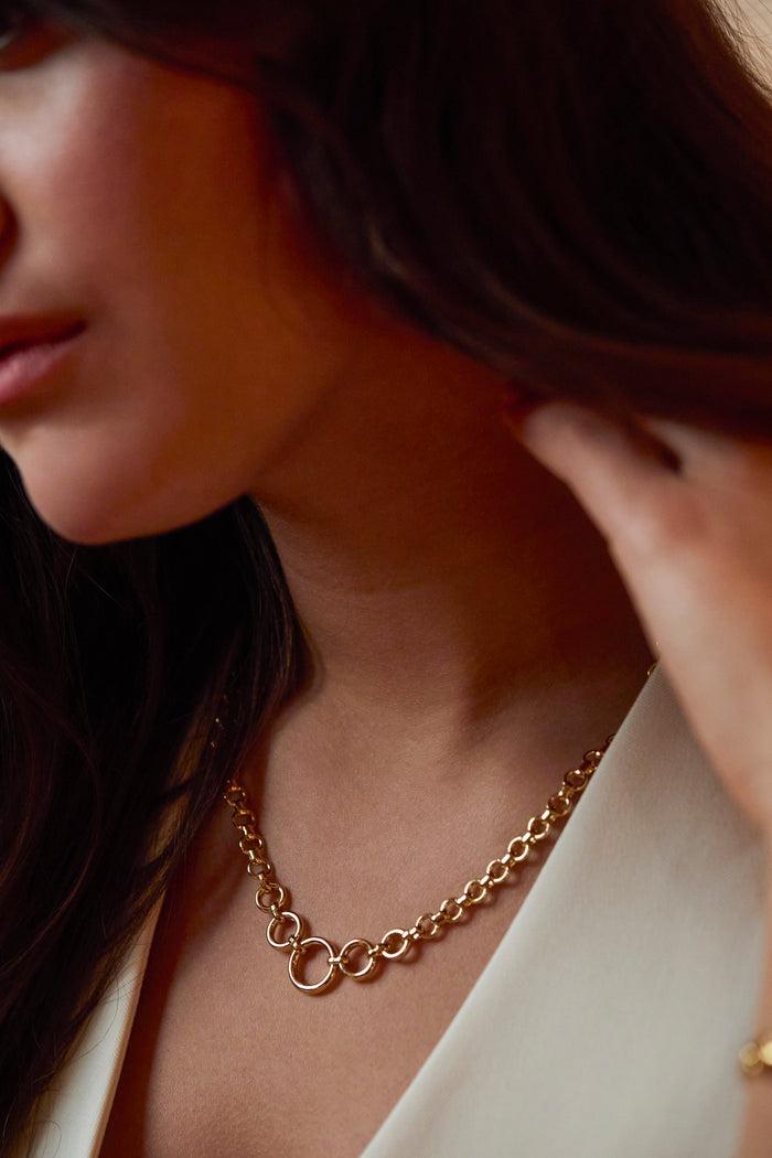 Estella Bartlett Graduated Round Link Chain Necklace Gold Plated