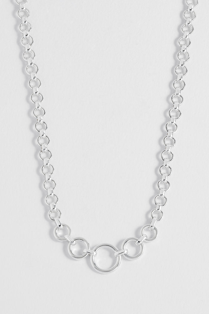 Estella Bartlett Graduated Round Link Chain Necklace Silver Plated