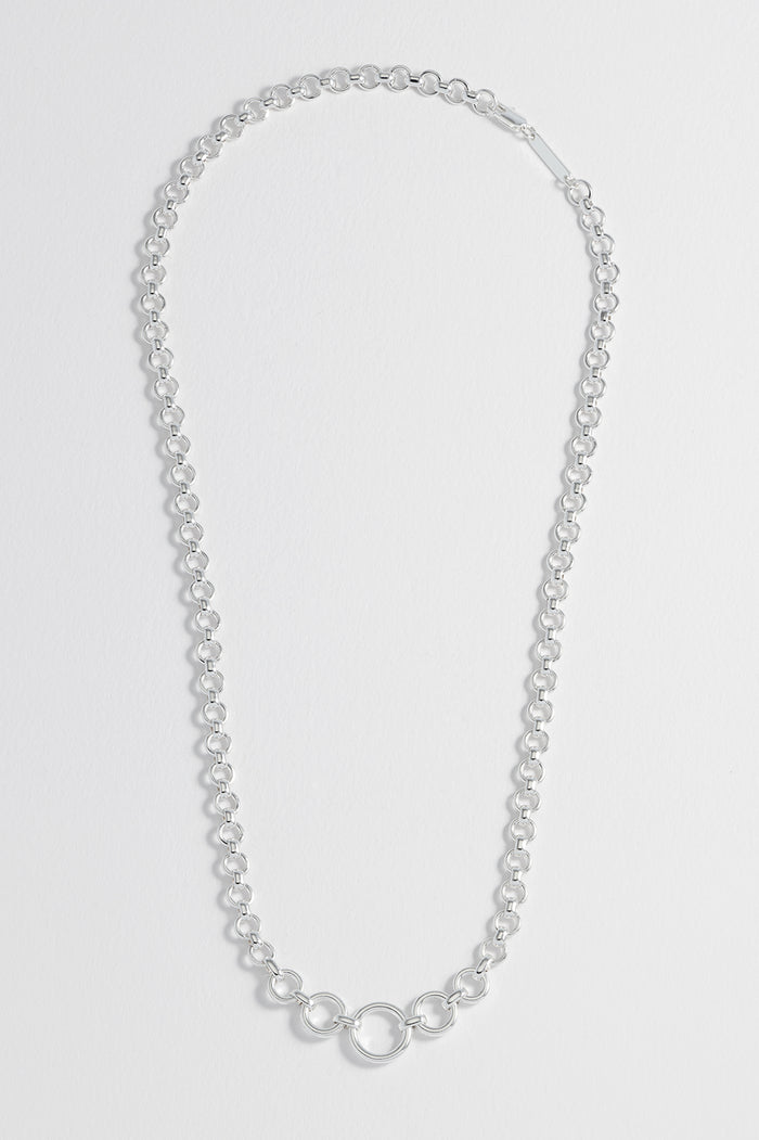 Estella Bartlett Graduated Round Link Chain Necklace Silver Plated