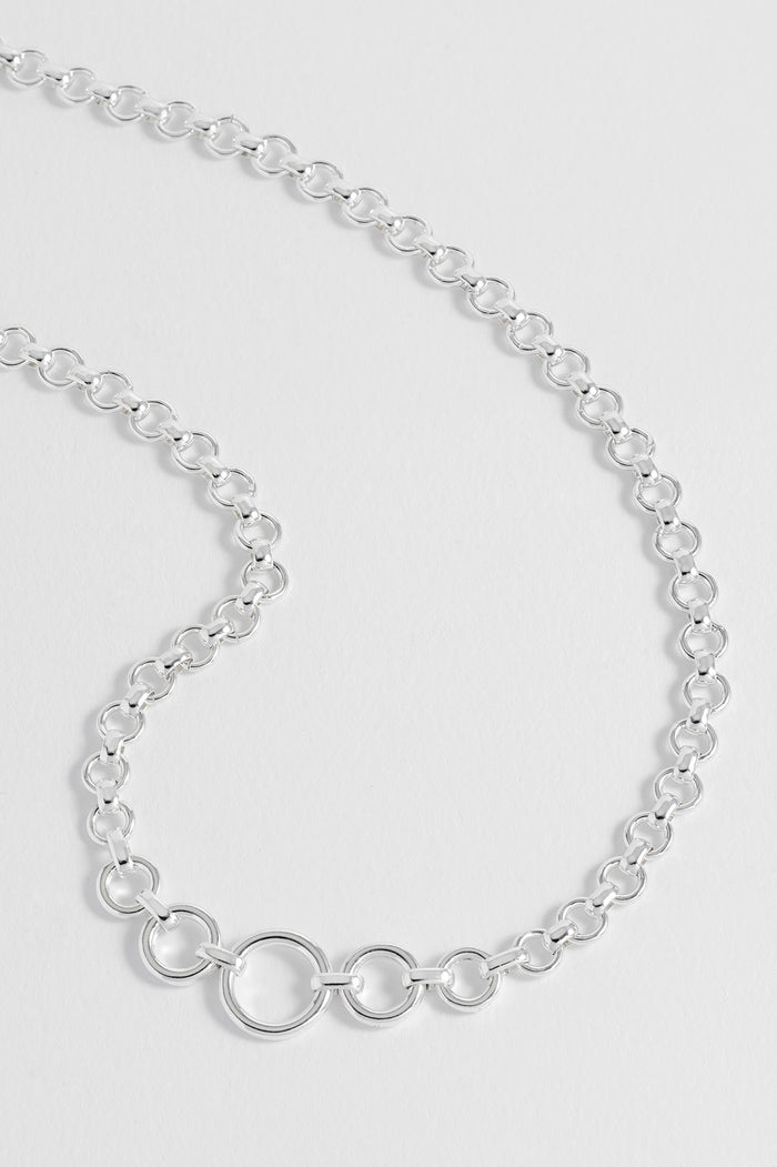 estella bartlett Graduated Round Link Chain Necklace Silver Plated