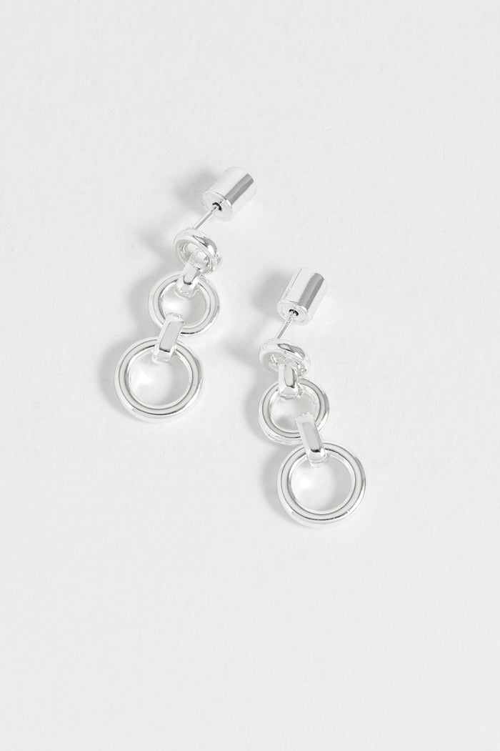 Estella Bartlett Graduated Round Link Drop Earrings Waterproof PVD Silver Plated