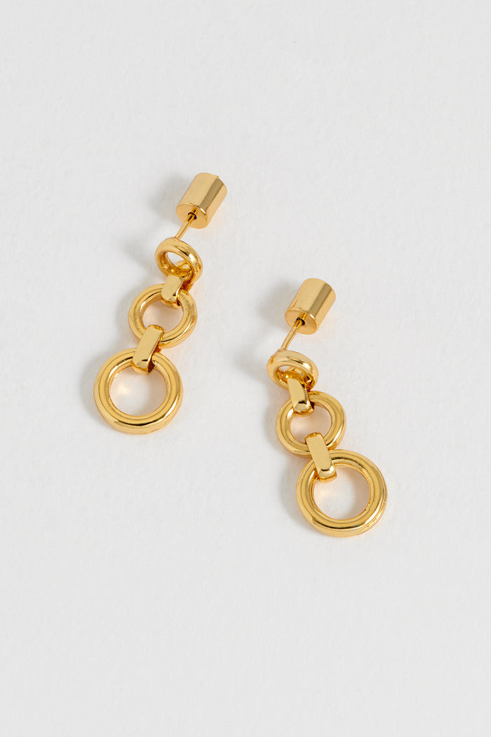 Estella Bartlett Graduated Round Link Drop Earrings Waterproof PVD Gold Plated