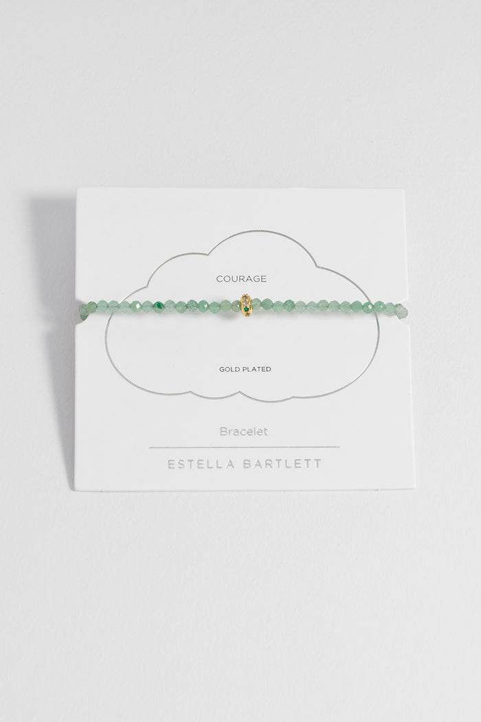 estella bartlett Green Aventurine CZ Disc Amelia Bracelet Gold Plated | Green Aventurine Packaging Message: Courage