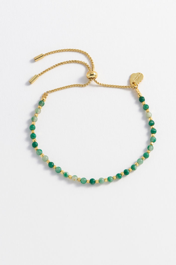 Estella Bartlett Green Quartz Gemstone Amelia Bracelet Gold Plated | Luck Packaging Message: Luck