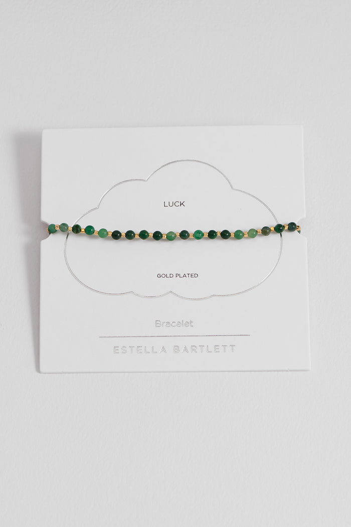 estella bartlett Green Quartz Gemstone Amelia Bracelet Gold Plated | Luck Packaging Message: Luck