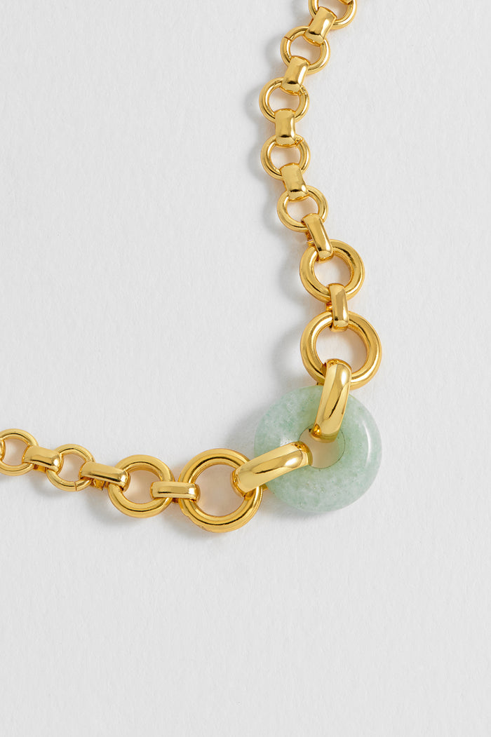 Estella Bartlett Green Quartz Graduated Link T-Bar Bracelet Gold Plated | Green Quartz