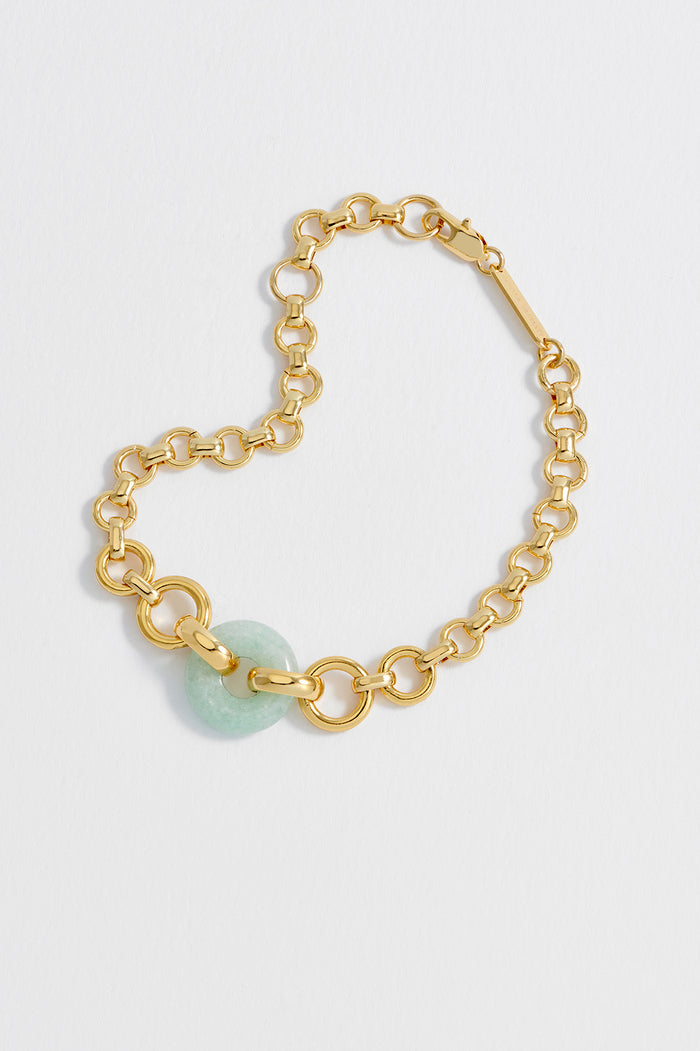 Estella Bartlett Green Quartz Graduated Link T-Bar Bracelet Gold Plated | Green Quartz