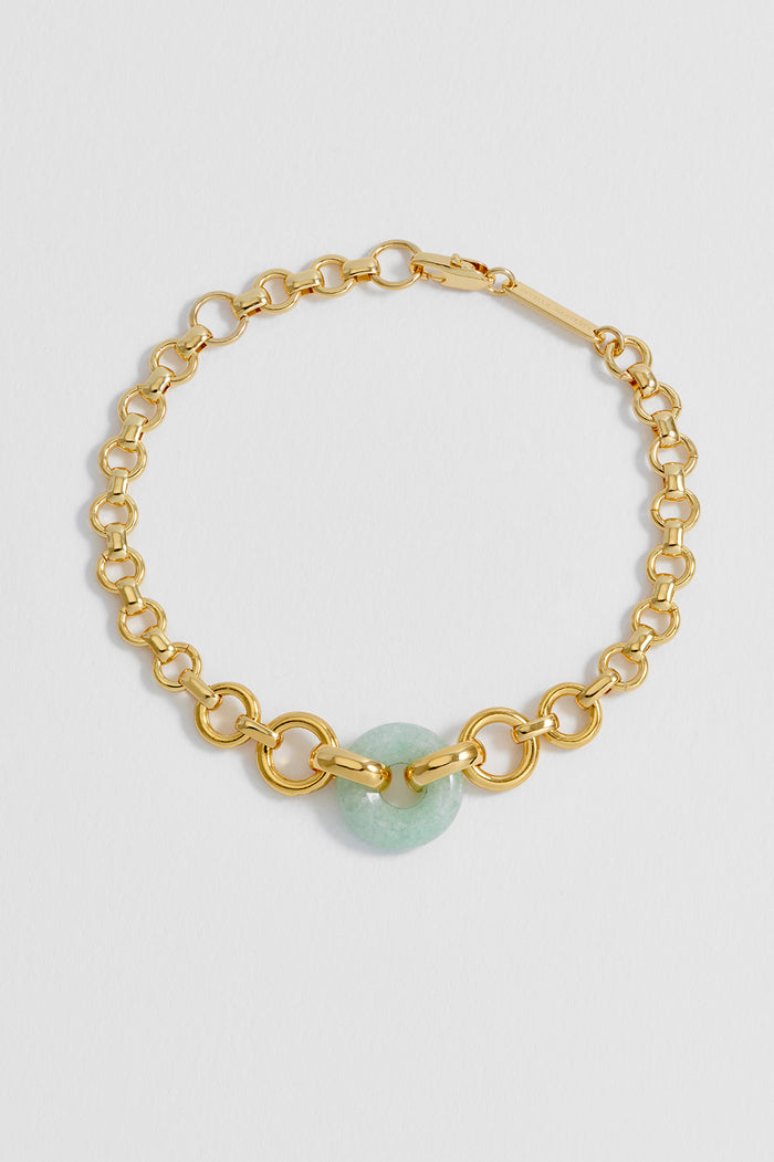 estella bartlett Green Quartz Graduated Link T-Bar Bracelet Gold Plated | Green Quartz