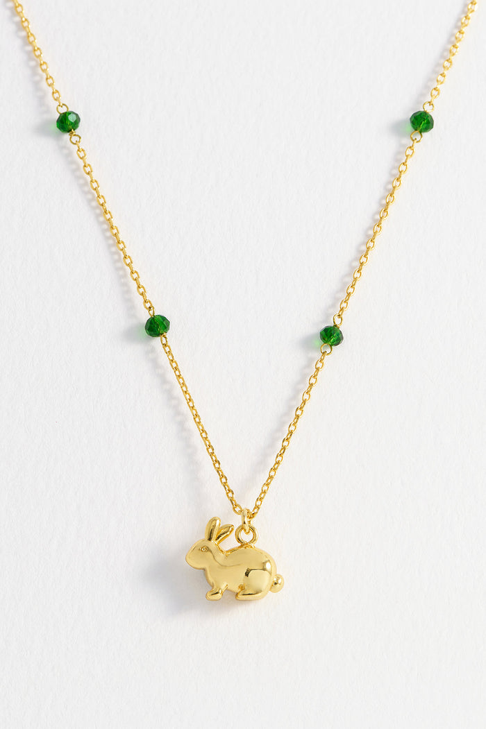 Estella Bartlett Green Rabbit Necklace Gold Plated | Green Packaging Message: Spirit Animal
