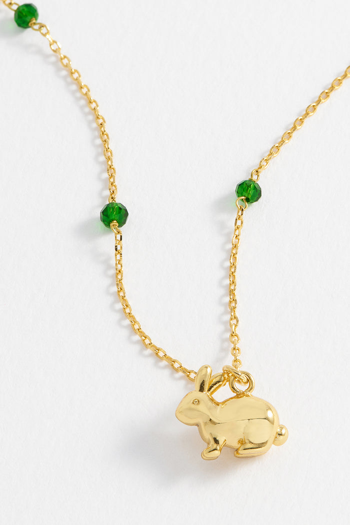 Estella Bartlett Green Rabbit Necklace Gold Plated | Green Packaging Message: Spirit Animal
