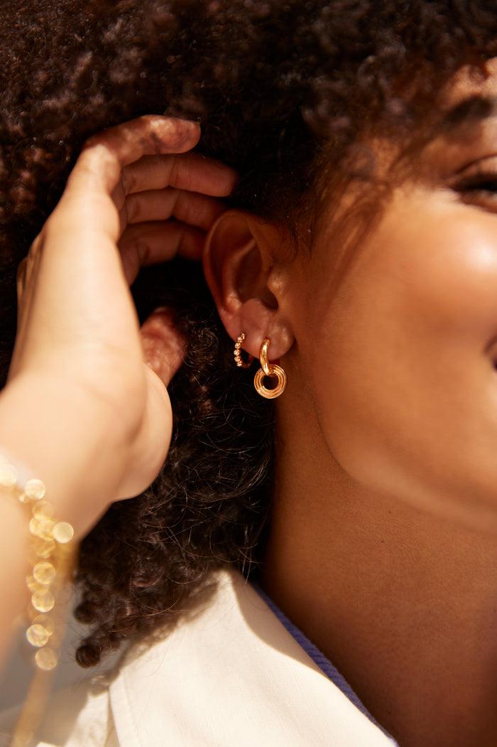 Estella Bartlett Grooved Circle Drop Hoops Gold Plated