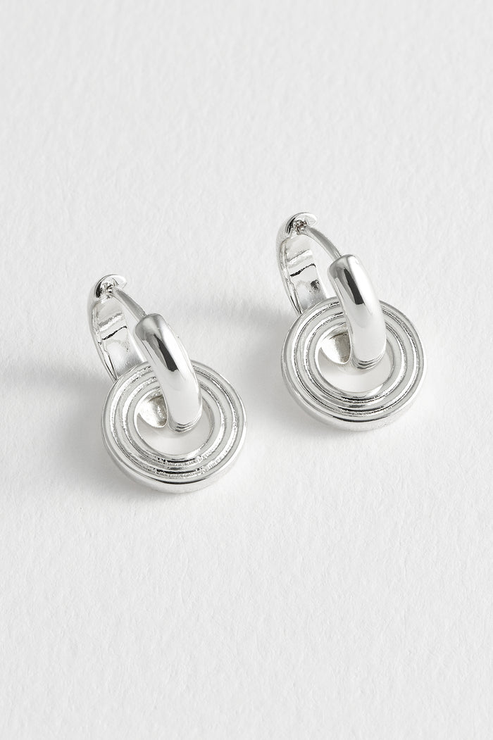 estella bartlett Grooved Circle Drop Hoops Silver Plated