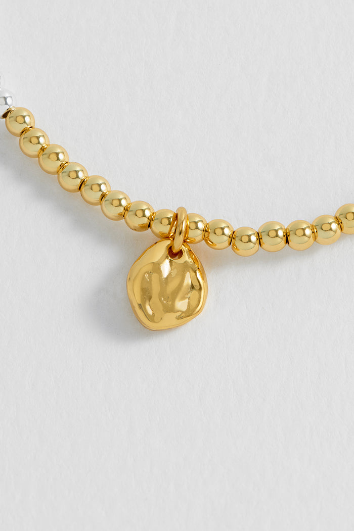 Estella Bartlett Hammered Charm Beaded Bracelet Gold And Silver Plated Packaging Message: Treasure Me