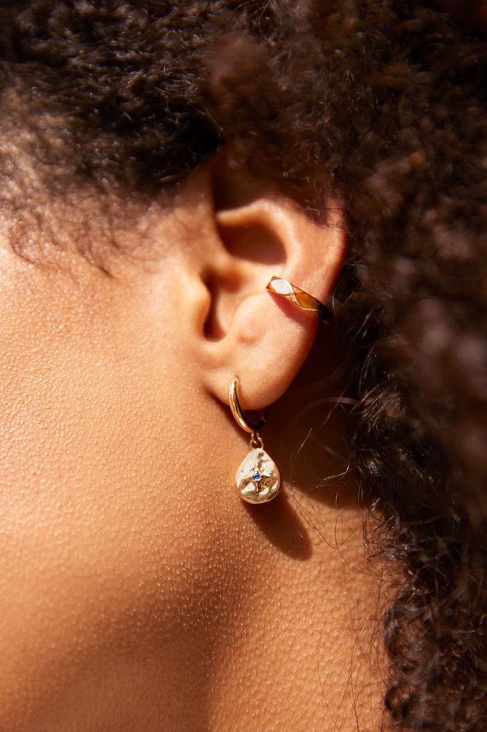 Estella Bartlett Hammered CZ Pear Drop Earrings Gold Plated