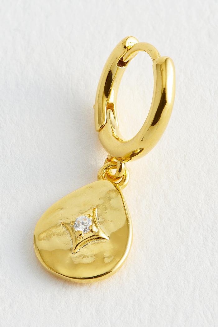 Estella Bartlett Hammered CZ Pear Drop Earrings Gold Plated