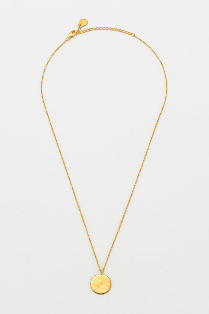 Estella Bartlett Hammered Disc Pendant Gold Plated Packaging Message: She Believed She Could So She Did