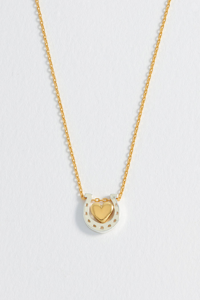 Estella Bartlett Heart And Horseshoe Necklace Gold Plated Packaging Message: Love And Luck