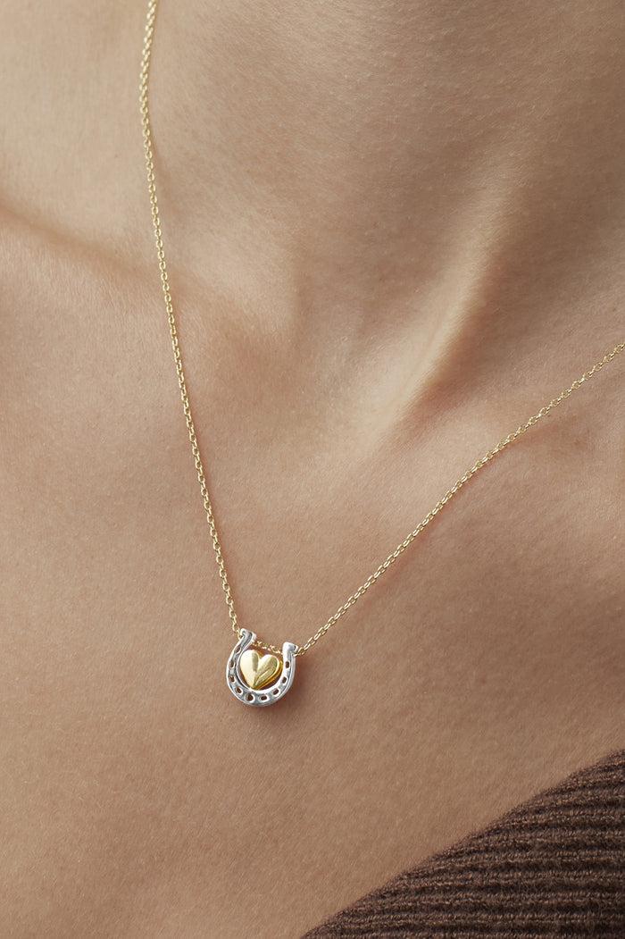 Estella Bartlett Heart And Horseshoe Necklace Gold Plated Packaging Message: Love And Luck