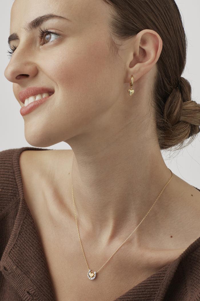 Estella Bartlett Heart And Horseshoe Necklace Gold Plated Packaging Message: Love And Luck