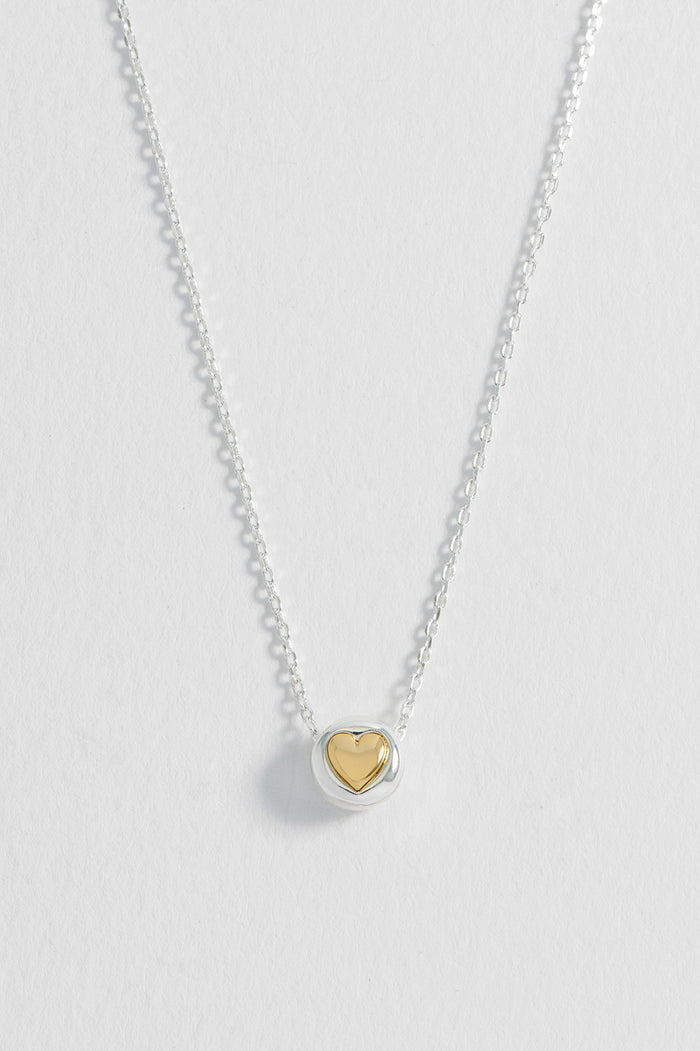 Estella Bartlett Heart Disc Bead Necklace Silver Plated Packaging Message: All You Need Is Love