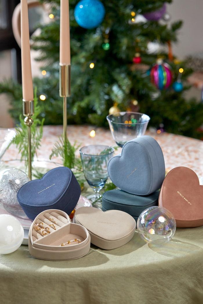 Estella Bartlett Heart Jewellery Box Powder Blue Velvet