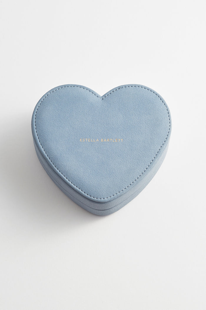 Estella Bartlett Heart Jewellery Box Powder Blue Velvet