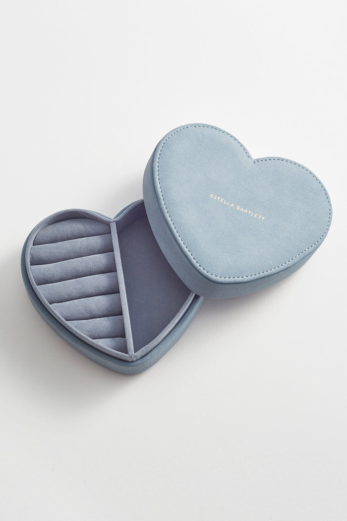 estella bartlett Heart Jewellery Box Powder Blue Velvet