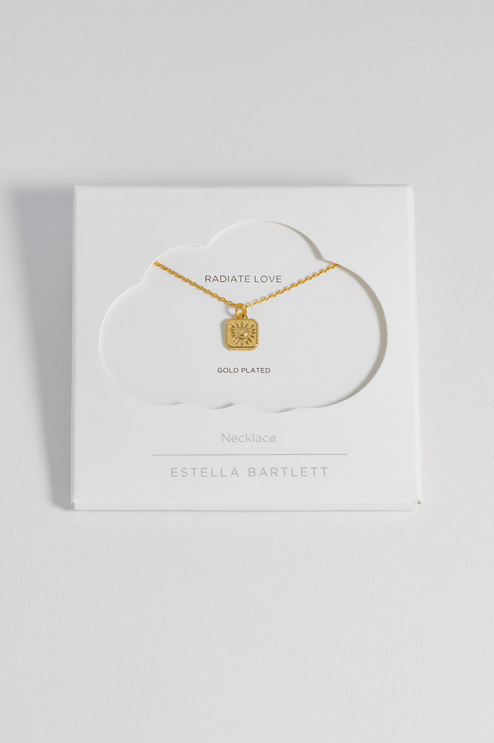 estella bartlett Heart Tablet Necklace Gold Plated Packaging Message: Radiate Love