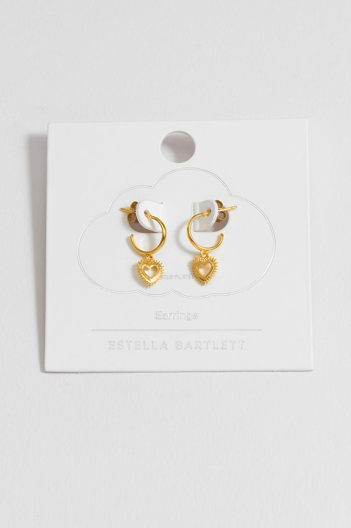 Estella Bartlett Heartburst Drop Hoop Earrings Gold Plated