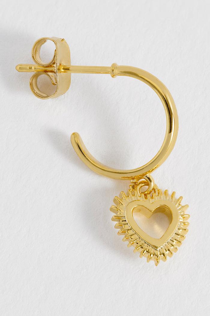 Estella Bartlett Heartburst Drop Hoop Earrings Gold Plated