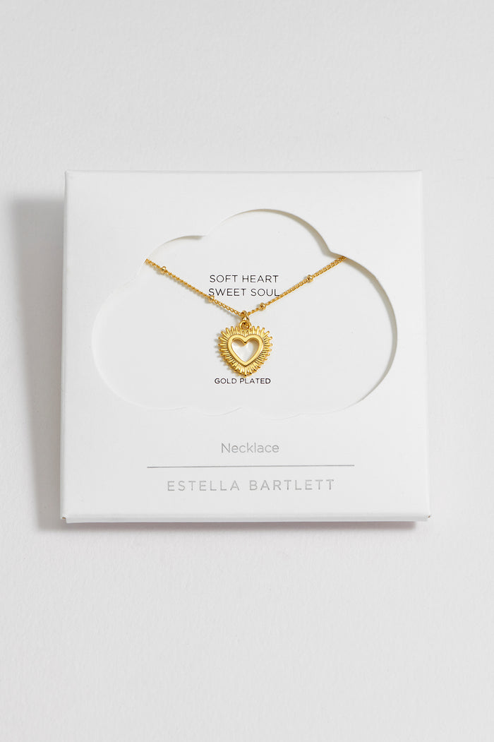 estella bartlett Heartburst Pendant Necklace Gold Plated Packaging Message: SOFT HEART SWEET SOUL