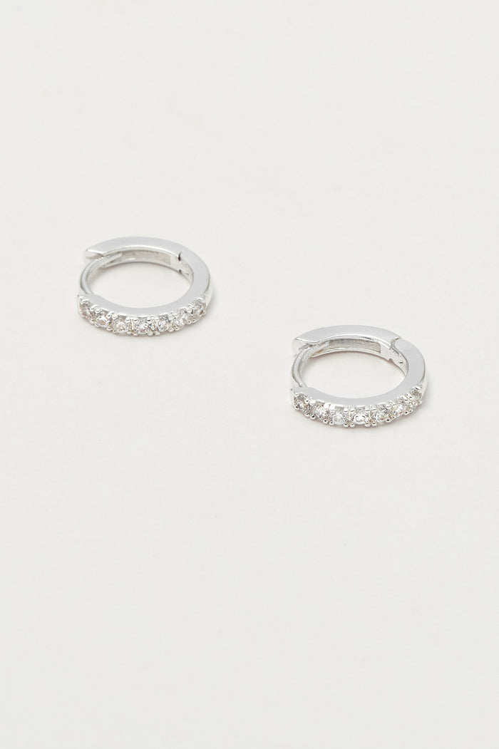 estella bartlett Hoop Earrings with White CZ Silver Plated