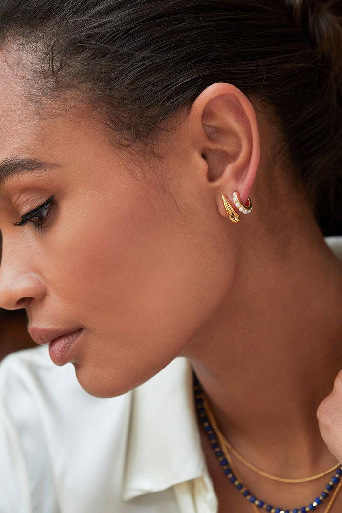 Estella Bartlett Illusion Pearl And Droplet Hoop Earrings Gold Plated | Pearl