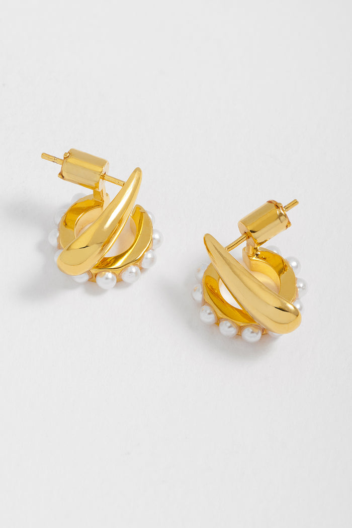 Estella Bartlett Illusion Pearl And Droplet Hoop Earrings Gold Plated | Pearl