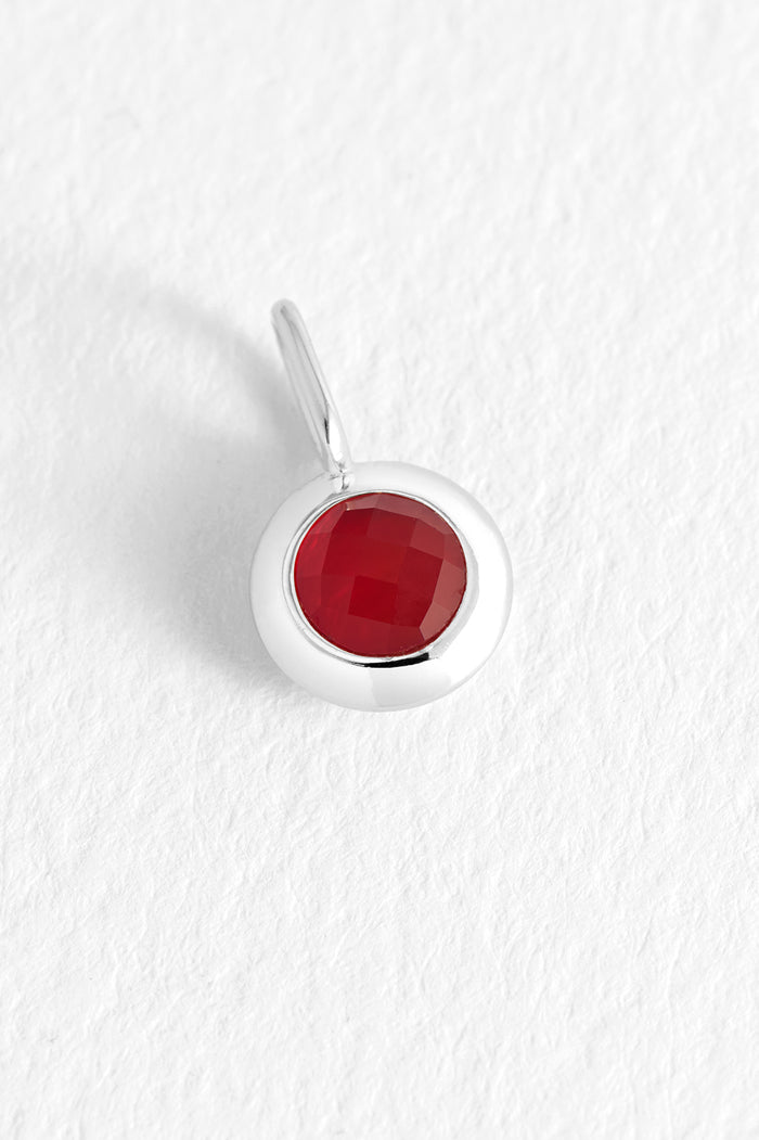 estella bartlett January Birthstone Charm Silver Plated | Red Onyx