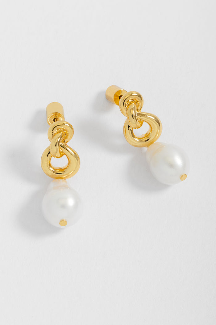 Estella Bartlett Knot And Pearl Drop Earrings Gold Plated | Pearl