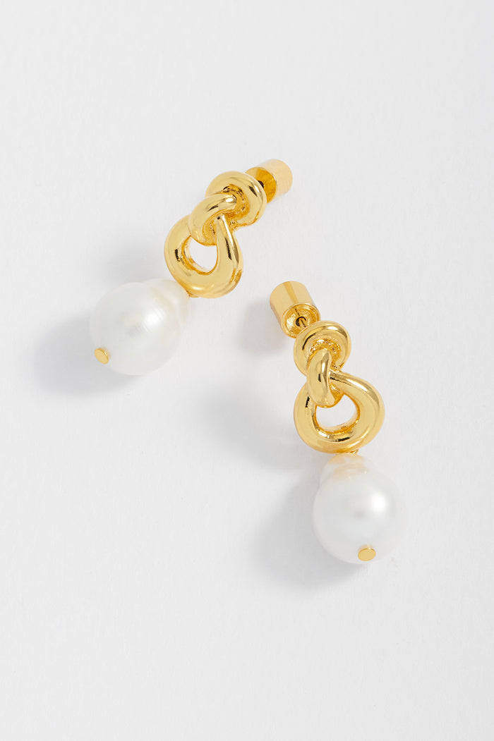 estella bartlett Knot and Pearl Drop Earrings Gold Plated | Pearl