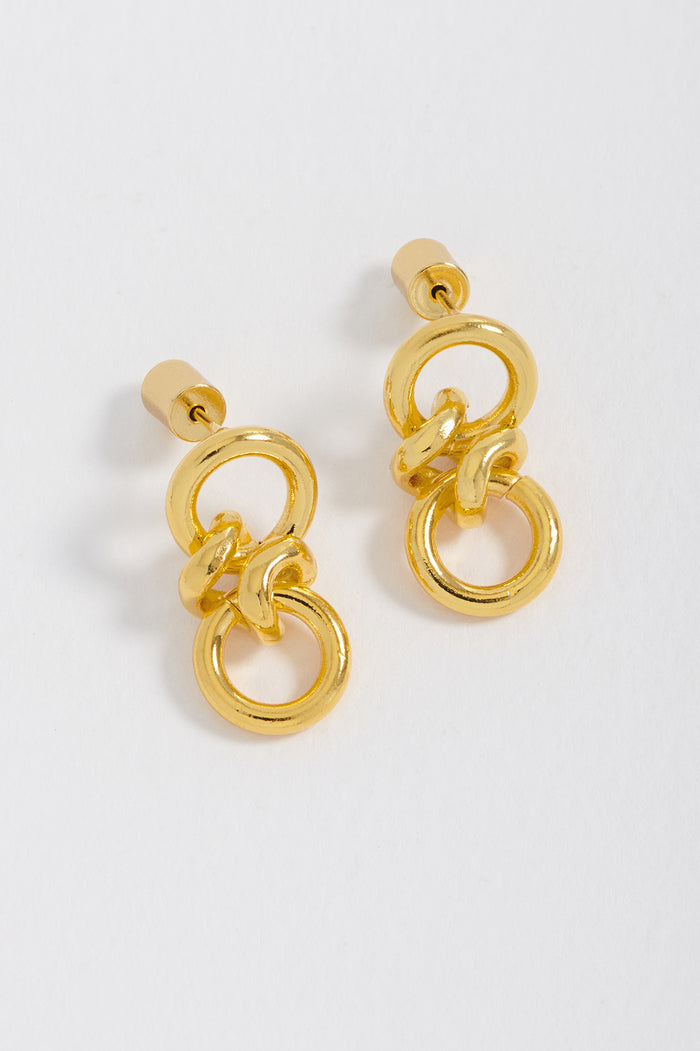Estella Bartlett Knotted Double Drop Hoop Earrings Gold Plated