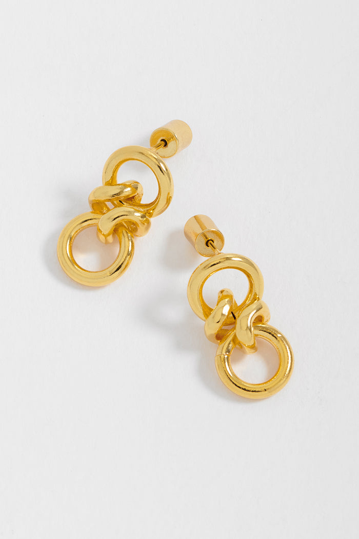 estella bartlett Knotted Double Drop Hoop Earrings Gold Plated