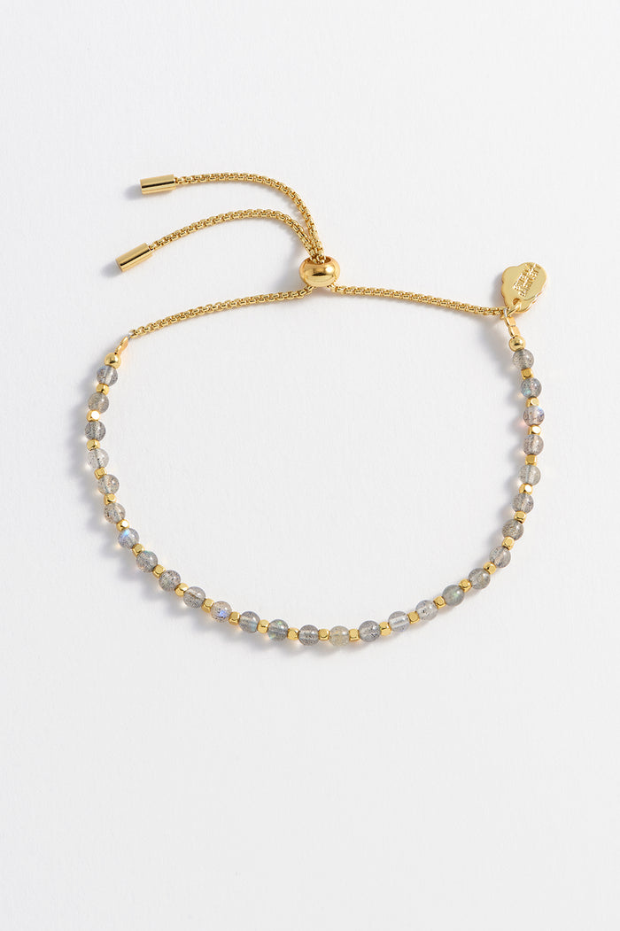Estella Bartlett Labradorite Gemstone Amelia Bracelet Gold Plated | Courage Packaging Message: Courage