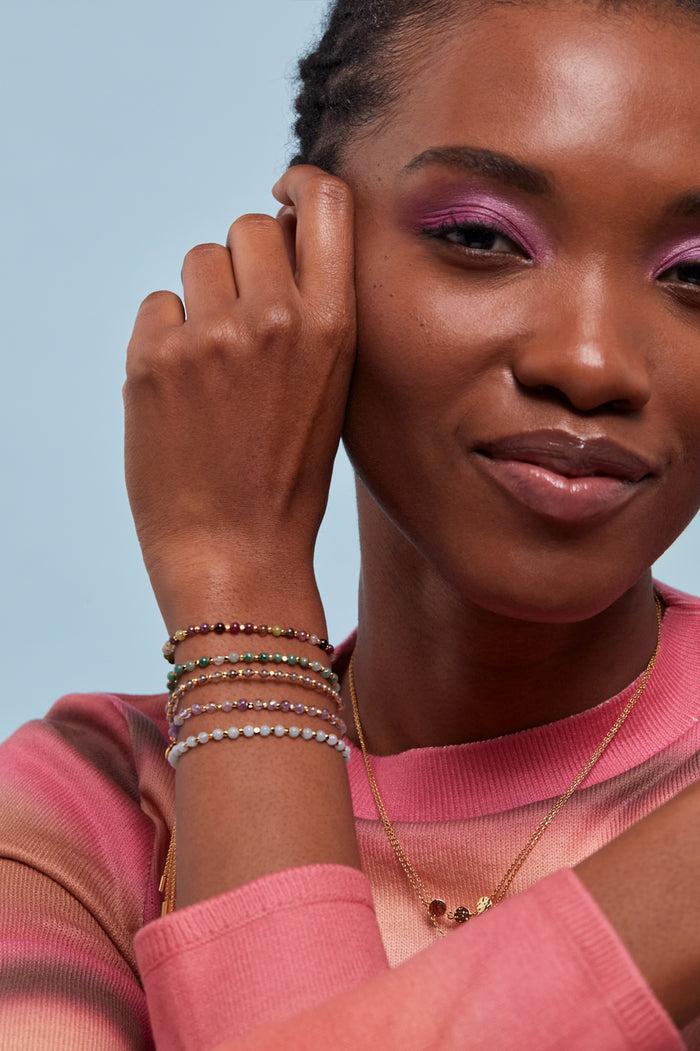 Estella Bartlett Labradorite Gemstone Amelia Bracelet Gold Plated | Courage Packaging Message: Courage