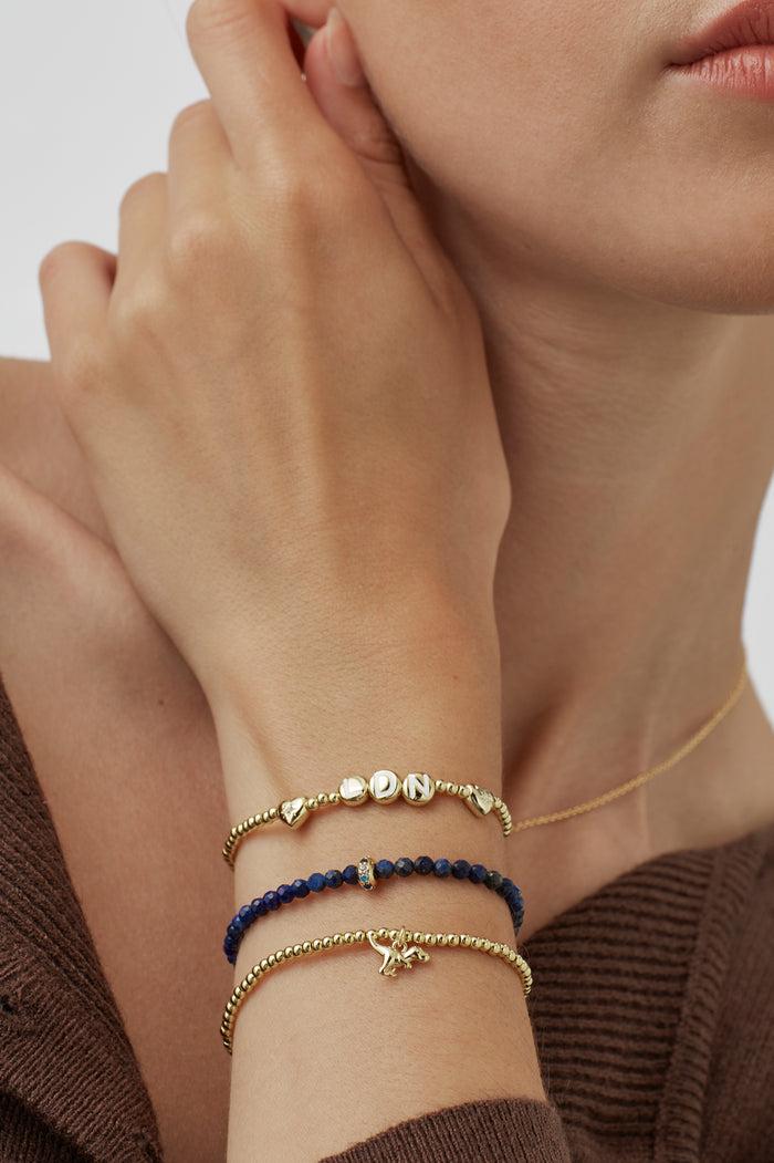 Estella Bartlett Lapis Lazuli CZ Disc Amelia Bracelet Gold Plated | Lapis Lazuli Packaging Message: Calm