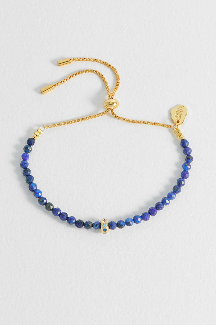 Estella Bartlett Lapis Lazuli CZ Disc Amelia Bracelet Gold Plated | Lapis Lazuli Packaging Message: Calm