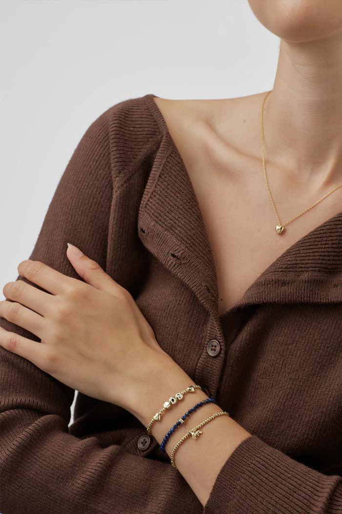 Estella Bartlett Lapis Lazuli CZ Disc Amelia Bracelet Gold Plated | Lapis Lazuli Packaging Message: Calm