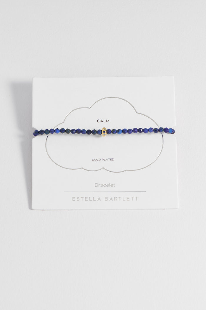estella bartlett Lapis Lazuli CZ Disc Amelia Bracelet Gold Plated | Lapis Lazuli Packaging Message: Calm