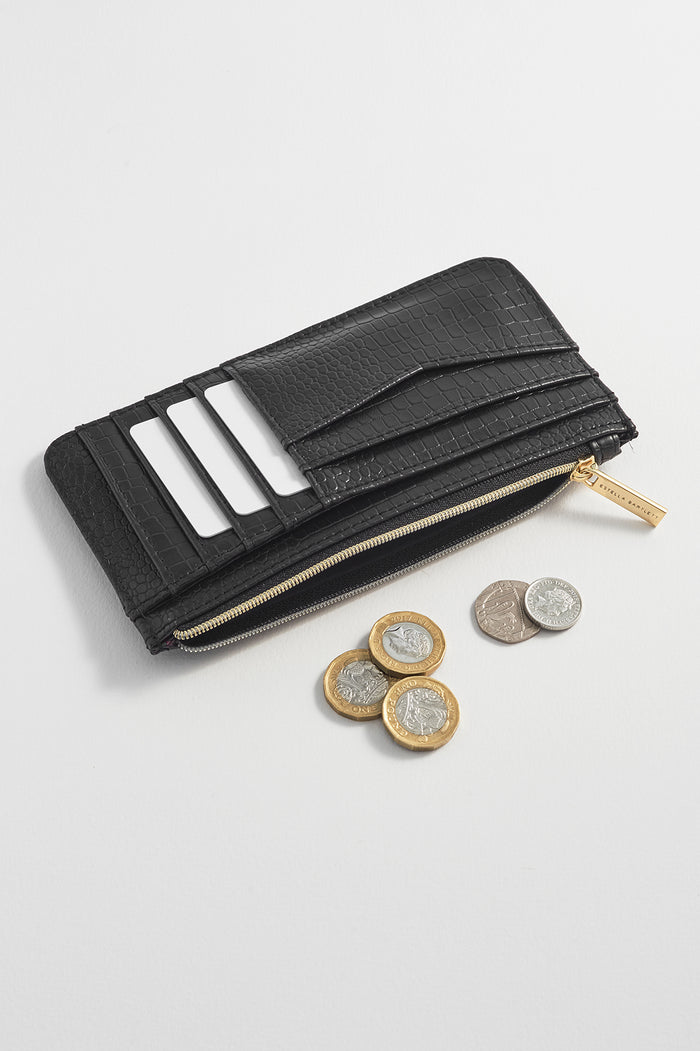 Estella Bartlett Large Card Purse Black Croc Embossed