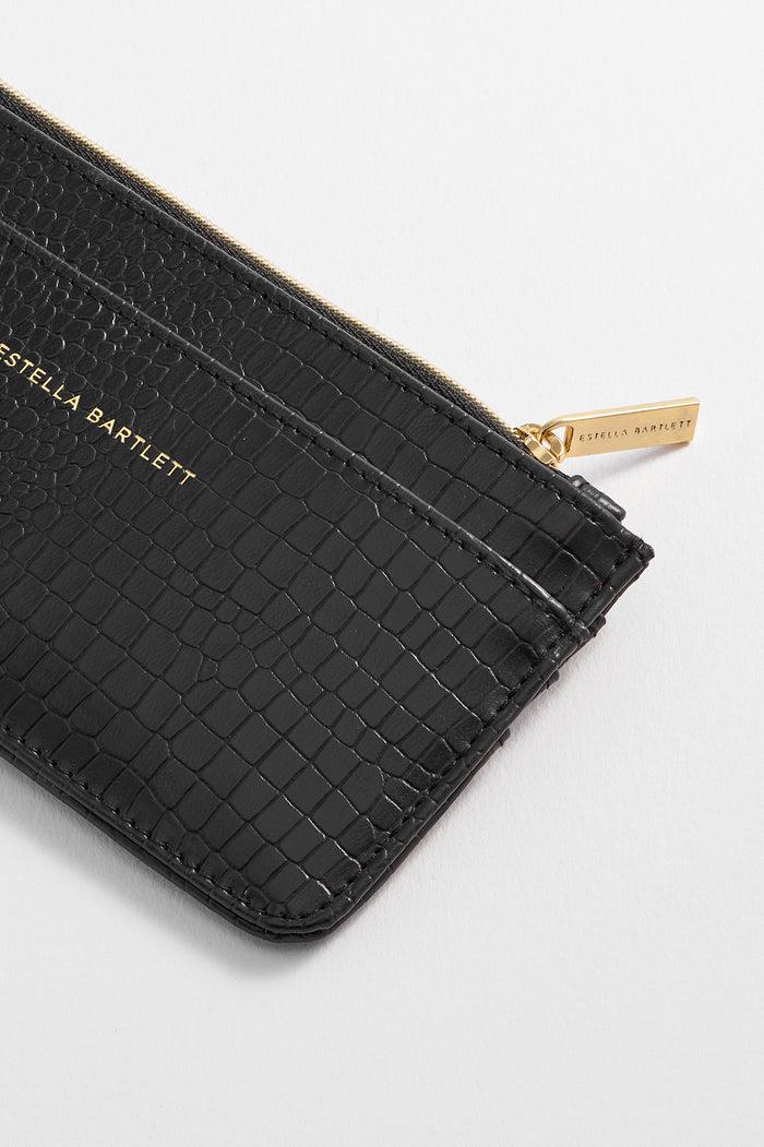 Estella Bartlett Large Card Purse Black Croc Embossed
