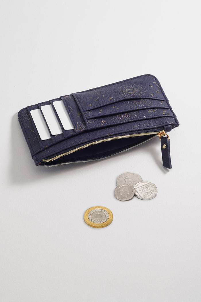 Estella Bartlett Large Card Purse Navy Celestial Print
