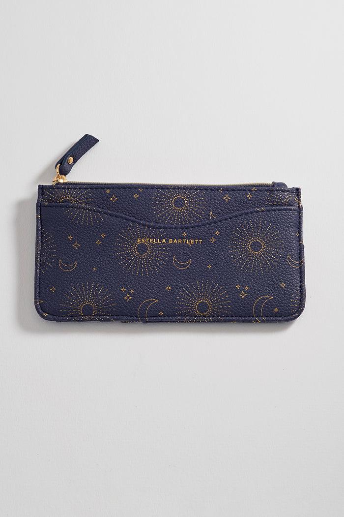 estella bartlett Large Card Purse Navy Celestial Print